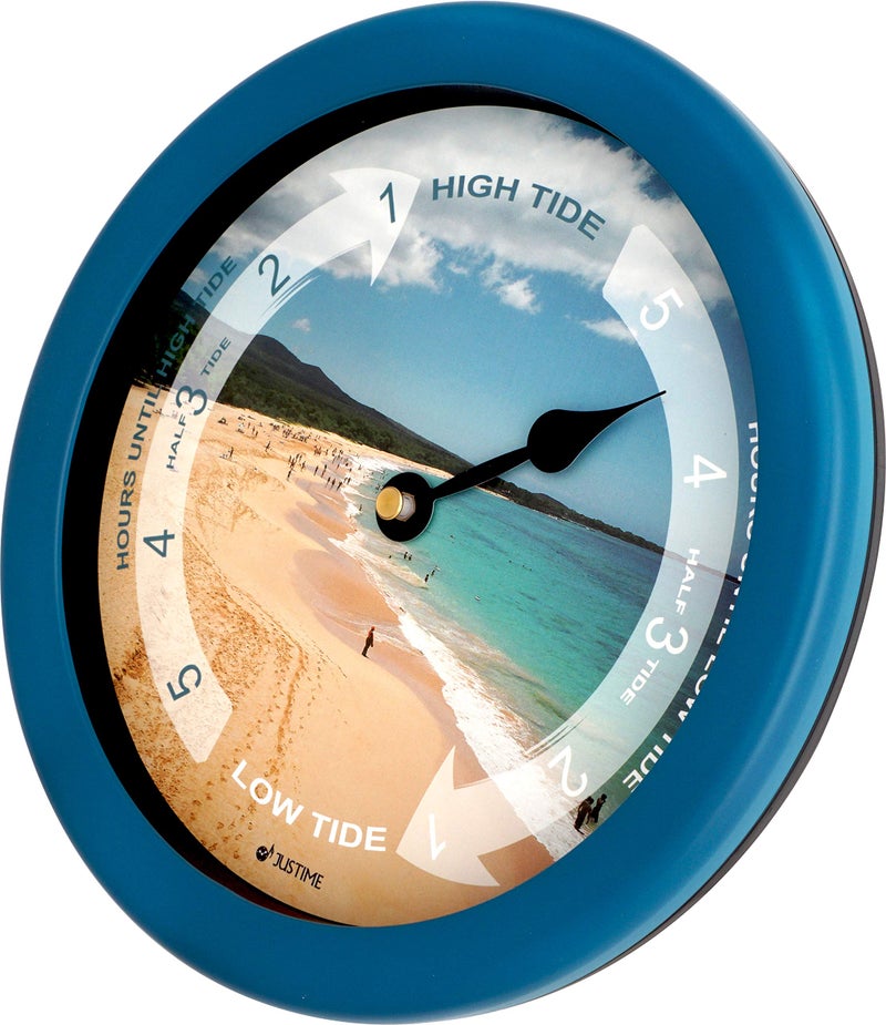 JUSTIME 8.5 Inch Atlantic Tide Clock for East Coast, High Tide Low Tide Clock with Plastic Water Resistant Case, Colorful Graphics Designed Home Wall DÃ©cor (TT023-Beach Blue) - Image 2